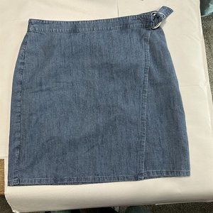 J. Jill Women's Size S Wrap Skirt Denim Blue Cotton Lyocell